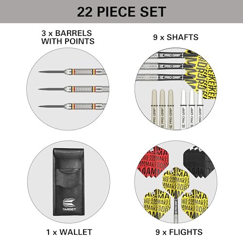 Target Darts Dimitri Van den Bergh Dimi 23G Tungsten Steel Tip Darts Set - 9 Pro Grip Shafts - 9 Pro Ultra Flights – Dart Wallet - Dart Counter App Coupon Bundle - Image 5