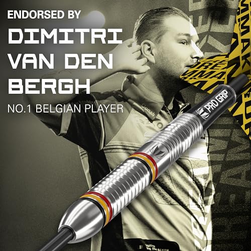 Target Darts Dimitri Van den Bergh Dimi 23G Tungsten Steel Tip Darts Set - 9 Pro Grip Shafts - 9 Pro Ultra Flights – Dart Wallet - Dart Counter App Coupon Bundle - Image 2