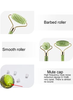 Chillspace Jade Roller and Gua Sha for Face-3 in 1 Kit with Facial Massager Tool,100% Real Natural Jade Stone Anti Aging, Face Beauty Set For  Puffiness and Redness Reducing Skin Care Routine And Eye Anti -Wrinkle  - Green  - Image 3