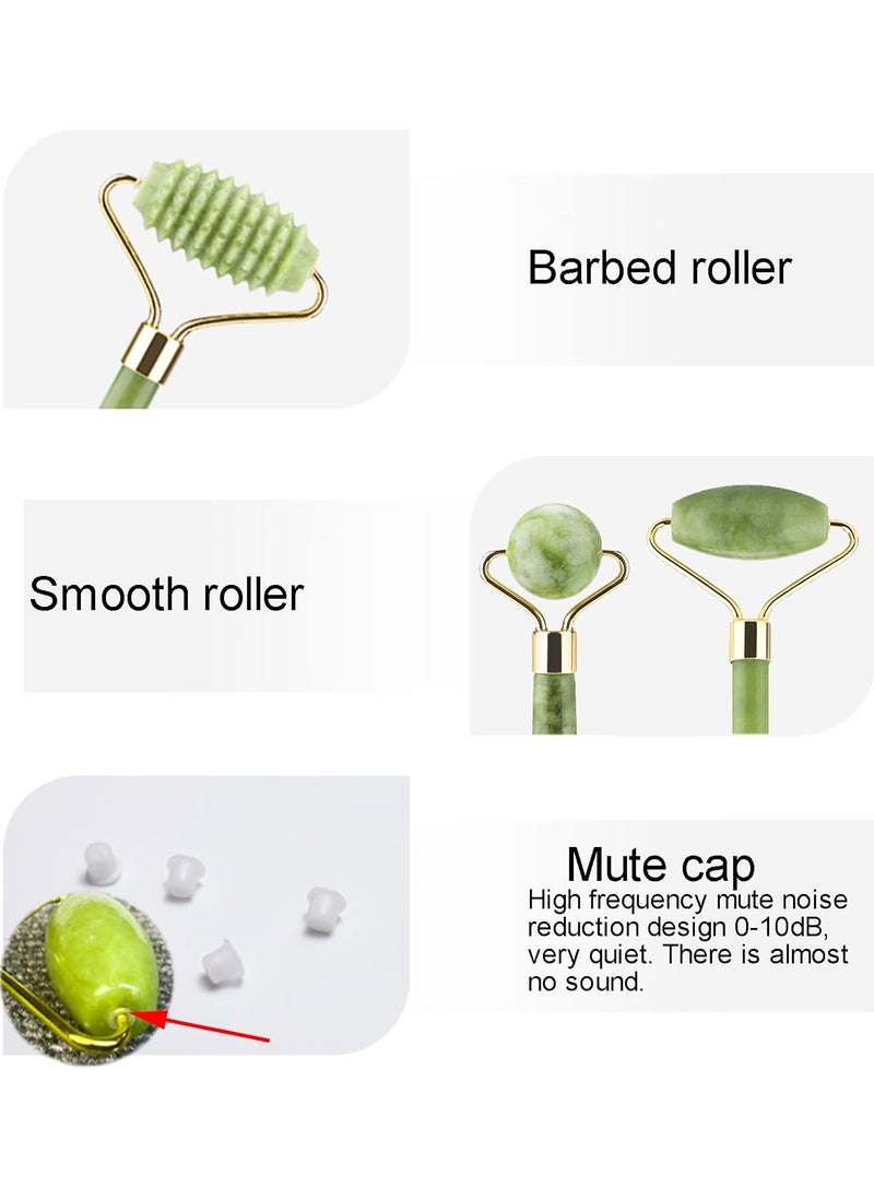 Chillspace Jade Roller and Gua Sha for Face-3 in 1 Kit with Facial Massager Tool,100% Real Natural Jade Stone Anti Aging, Face Beauty Set For  Puffiness and Redness Reducing Skin Care Routine And Eye Anti -Wrinkle  - Green  - Image 3