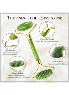 Chillspace Jade Roller and Gua Sha for Face-3 in 1 Kit with Facial Massager Tool,100% Real Natural Jade Stone Anti Aging, Face Beauty Set For  Puffiness and Redness Reducing Skin Care Routine And Eye Anti -Wrinkle  - Green  - Image 4