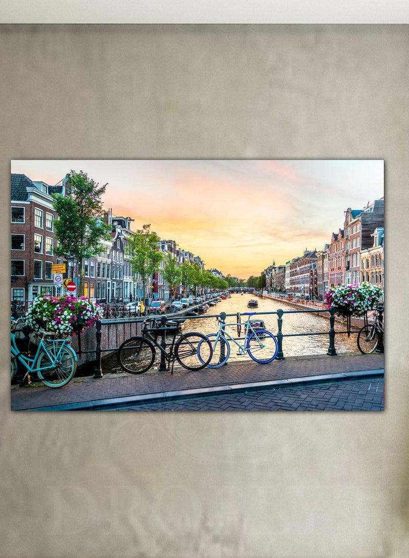Bicycles on Bridge 3D Decorative Wall Art Wall Decor Card Board  Home Decor  For Drawing Room, Living Room, Bedroom, Kitchen or Office  60CM x 40CM