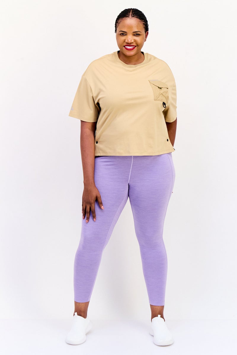 GIORDANO Women G Motion Short Sleeves Outdoors T-Shirts, Tan - Image 2