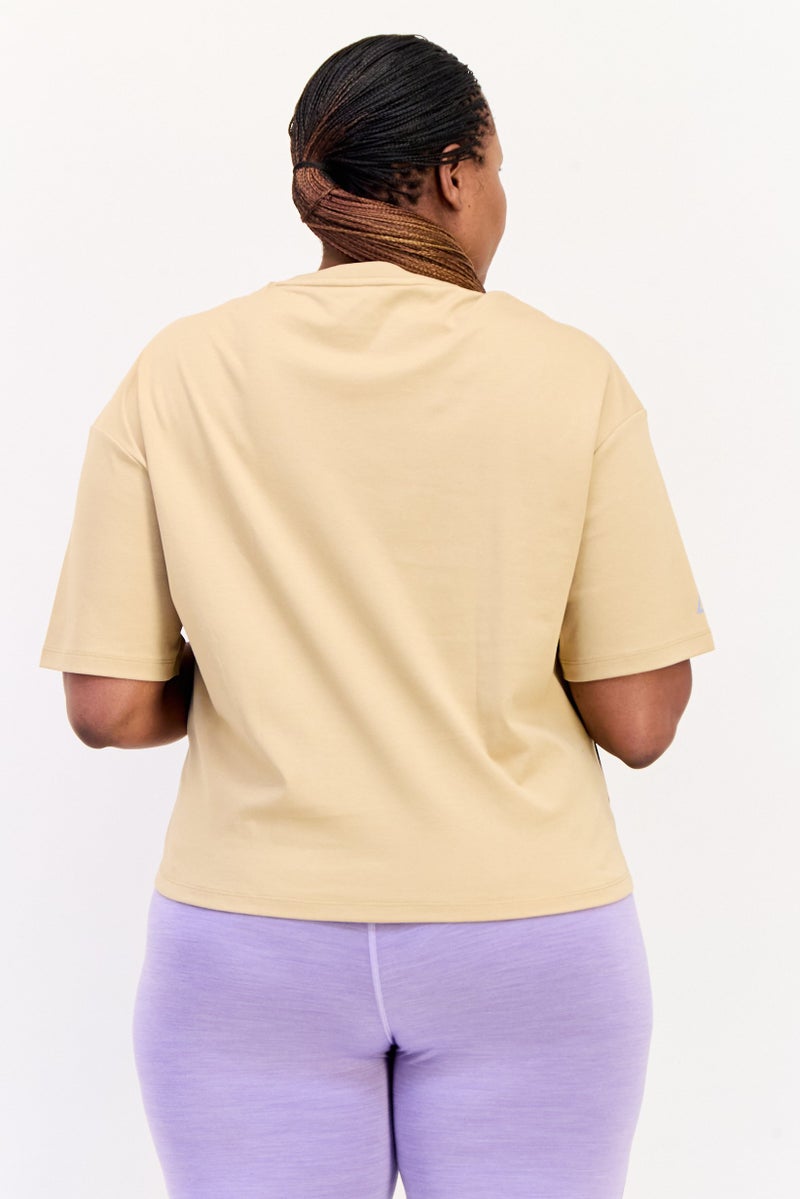 GIORDANO Women G Motion Short Sleeves Outdoors T-Shirts, Tan - Image 3