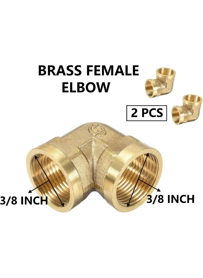 Royal Apex 2Pcs Set Brass Multi Purpose Hose Fittings With Bsp Thread For Plumbing Gas Hot Water Pipe Connector Pneumatic Etc Female Elbow 3/8 Inch - Image 2