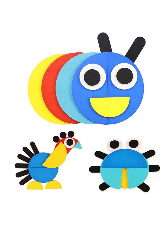 NIBEMINENT Open Ended Wooden Shape Puzzles (36 Blocks&60 Cards) for Toddlers 3+ Years Old, Montessori Development Toys Preschool Education Activity Travel Toy Board Games for Kids 4-8 Years - Image 2