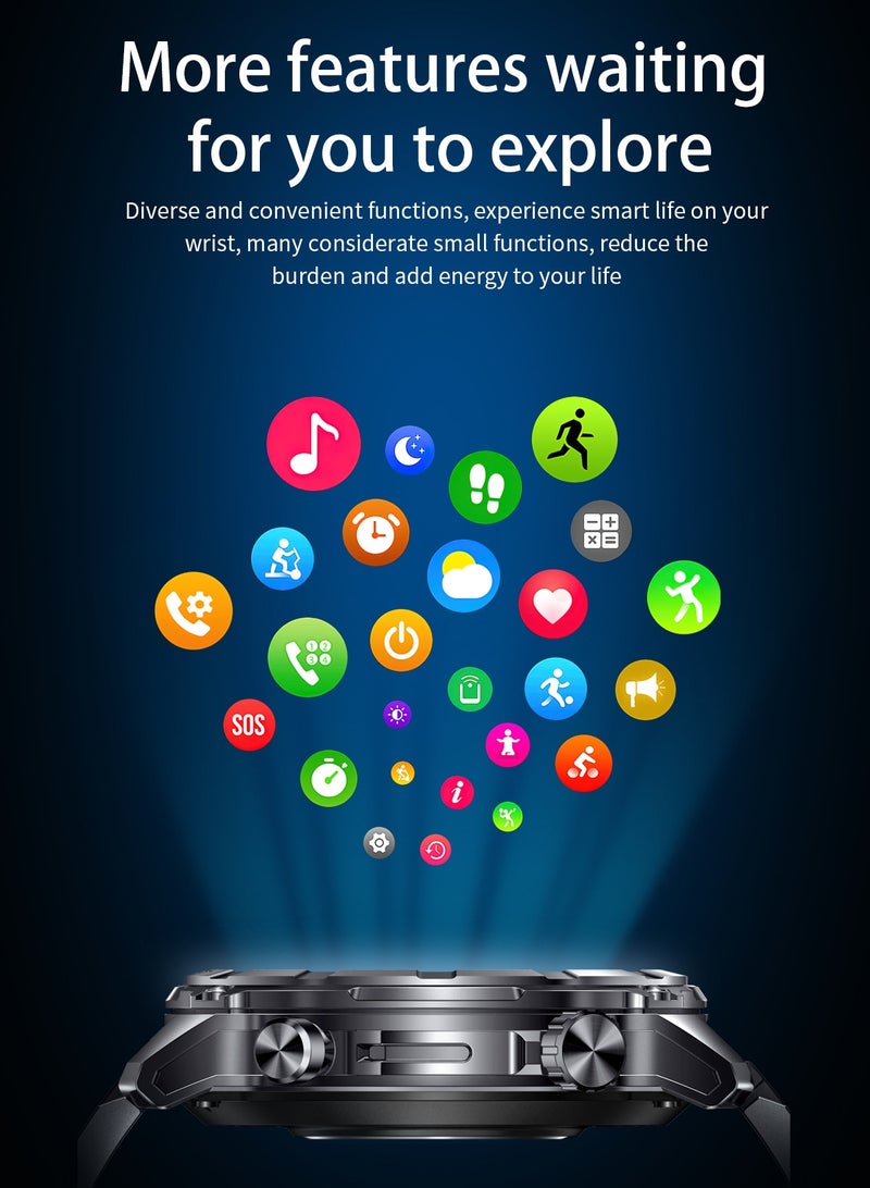 رولستيمي ساعة ذكية يمكن ارتداؤها للرجال ، أوضاع رياضية متعددة ، بلوتوث الرد / إجراء المكالمات ، 1.52 بوصة تفت شاشة تعمل باللمس عالية الوضوح ، مساعد صوت ذكي ، ساعة ذكية رياضية ، آر تي-آي 116 - Image 3