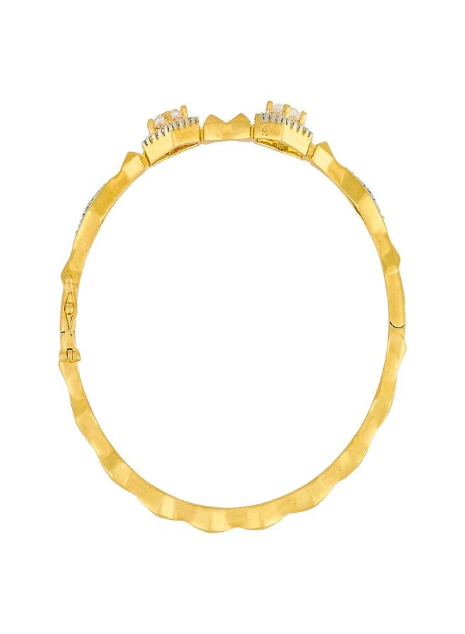 KUSHAL'S Fashion Jewellery White Rodium-Gold Polished Copper Zircon Kada, Best for Casual Wear & Special Occasion- 454234 - Image 4