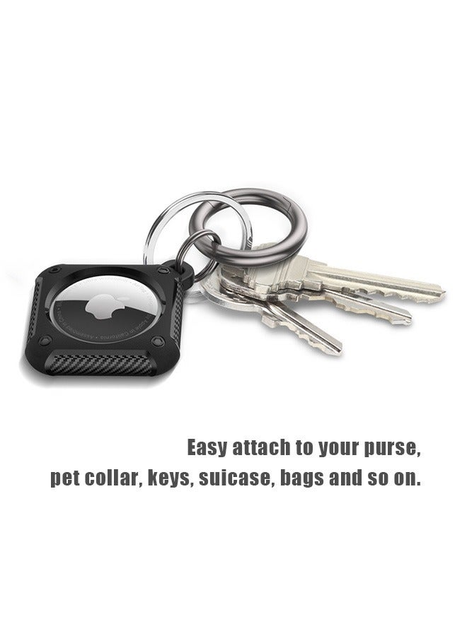 4 Pcs Carbon Fiber Pattern Airtag Case Holder, Anti Lost Scratch Resistant TPU Full Protective Air Tag Case Cover, Portable Airtag Protector Ring Accessories for Keyring - Image 2
