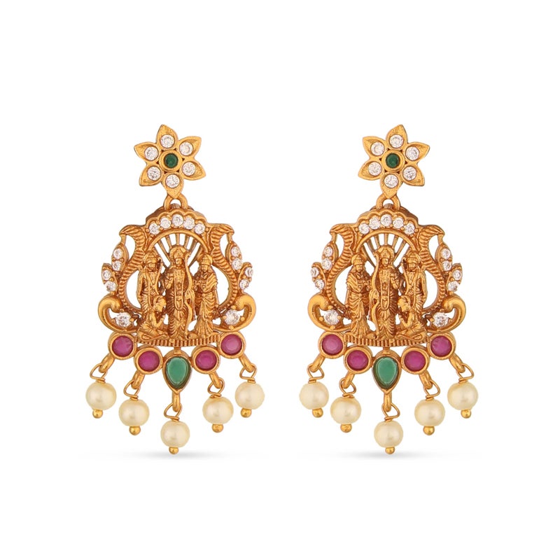 TARINIKA Antique Gold Plated Samaira Short Necklace Set with Floral Design - Indian Jewelry Sets for Women | Perfect for Ethnic Occasions | Traditional south Indian necklace | 1 Year Warranty* - Image 5