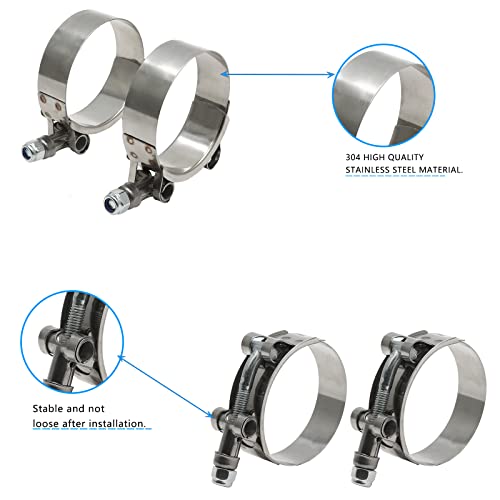 Jersvimc 2Pcs 1 34 Inch TBolt Hose Clamps for Range 5157mm Stainless Steel T Clamp Adjustable Turbo Clamps Intercooler Hose Clamp for 175 ID - Image 5