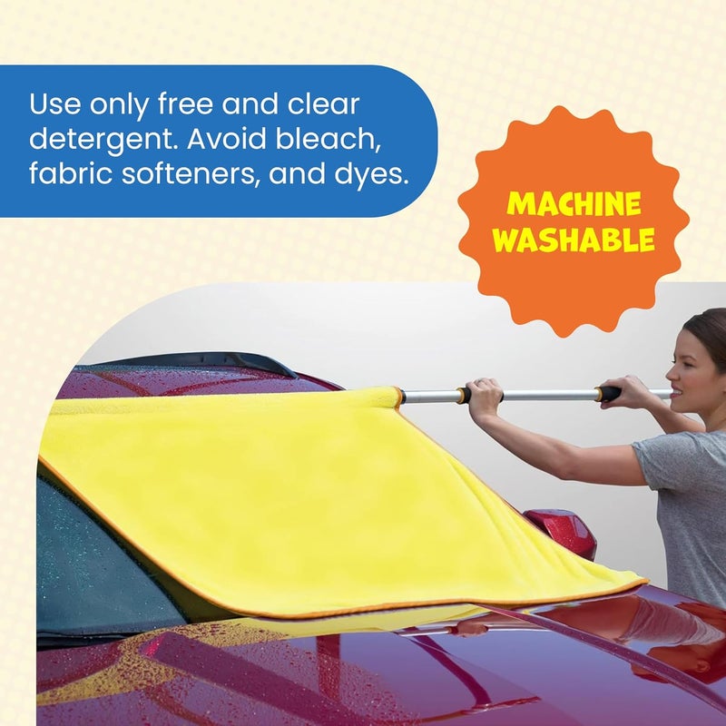 ShamWow ShamPow 34"x34" Car Drying Towel with Pole - Streak Free, Lint Free, Reusable Microfiber Cloth for Car, Truck, SUV - Image 5