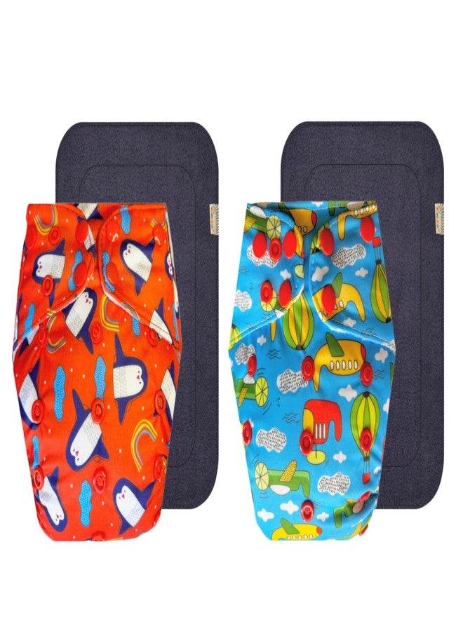 حفاضات قماشية فاخرة من دمبلدو مع حشوة رمادية (عبوة من قطعتين) | ملائمة تمامًا | تسمح بمرور الهواء | سريعة الجفاف | مناسبة للارتداء طوال اليوم | من 3 أشهر إلى 3 سنوات | للجنسين - Image 1