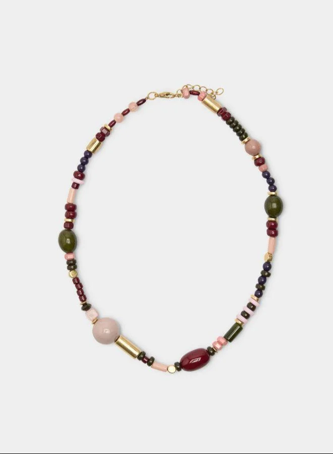 بارفوا عقد قصير مع تأثير حجر خرز متعدد الألوان