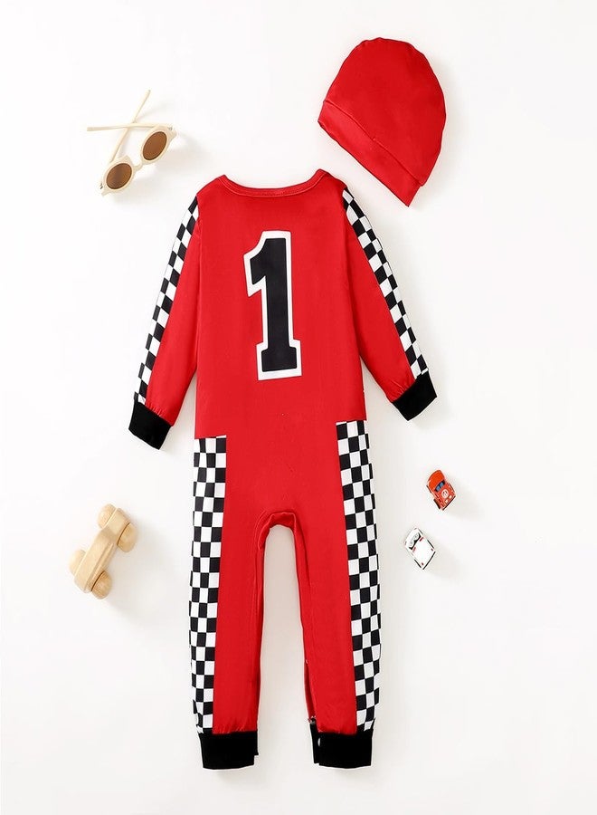 Happidoo Baby Boy 1st Birthday Outfit One Year Old Birthday Clothes Boy Race Car Driver Romper (Red,12-18 Months) - Image 3