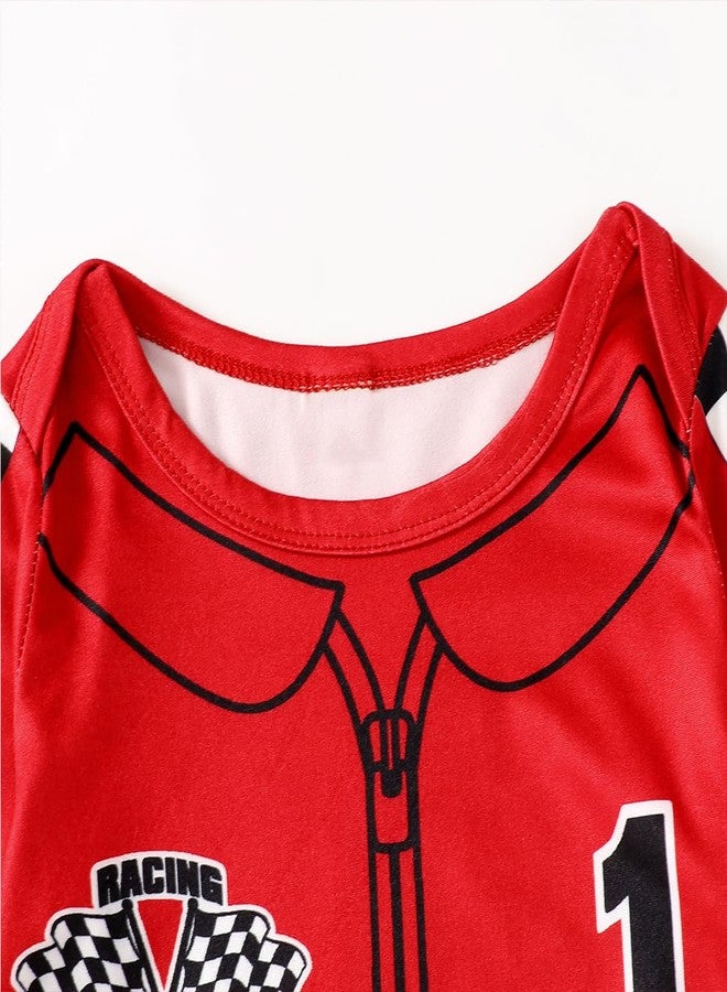 Happidoo Baby Boy 1st Birthday Outfit One Year Old Birthday Clothes Boy Race Car Driver Romper (Red,12-18 Months) - Image 5