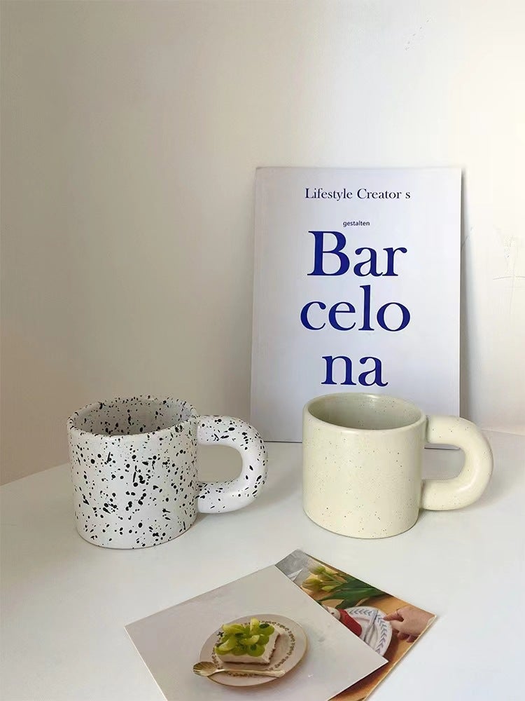 Speckled Ceramic Mug Korean Style Ins Creamy-white