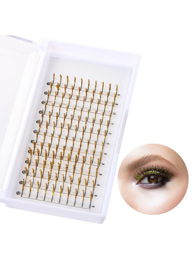 UHOMENY Glitter Lash Extensions Uhomeny False Lashes For Eyelash Extensions D Curl Cosplay Eye Lashes Single Lash Spike Eyelash Extension Party Makeup Eyelashes Mix 1116Mm (Golden) - Image 1