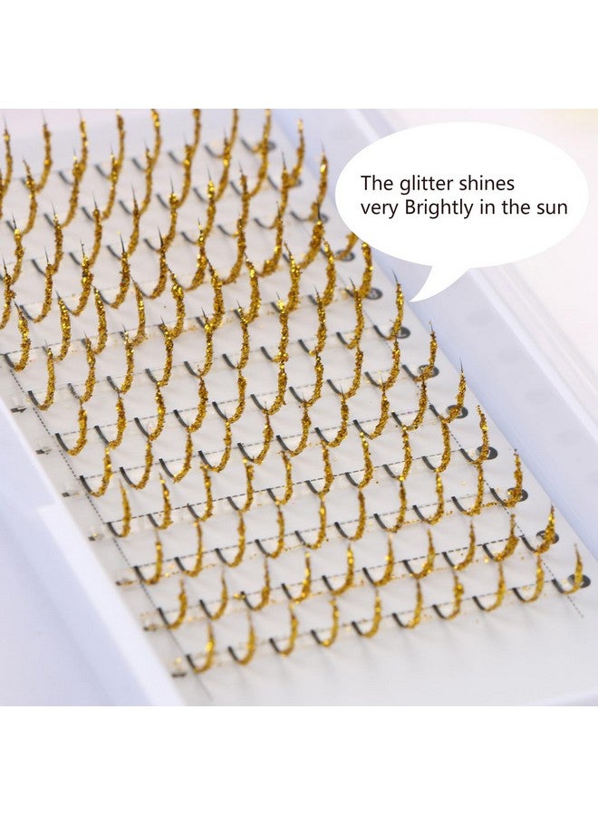 UHOMENY Glitter Lash Extensions Uhomeny False Lashes For Eyelash Extensions D Curl Cosplay Eye Lashes Single Lash Spike Eyelash Extension Party Makeup Eyelashes Mix 1116Mm (Golden) - Image 2
