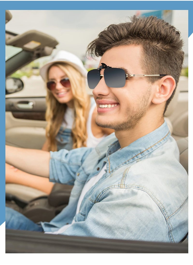 Captaintech 5 Pairs of Polarized Clip-On Rimless Flip-Up Sunglasses for Driving, Fit Over Prescription Glasses, Myopia-Friendly Polarized Lenses for Men and Women.  - Image 3