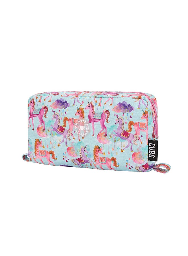 CUBS Unicorn Print Waterproof Glittery pencil case pouch with zip closure - Image 2
