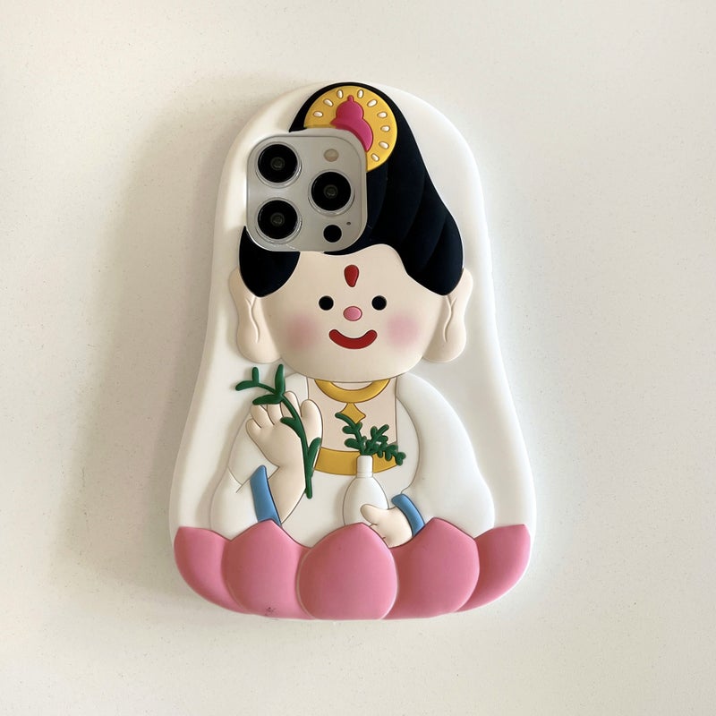 Creative Cartoon Bodhisattva Buddha Iphone15Proax Apple 14 Mobile Phone Card Suitable For Stereo Silicone 13 Soft Shell - Image 1