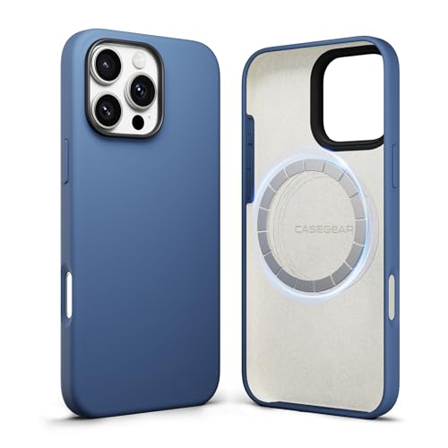 CASEGEAR Silicone Snap Fit Back Cover Case Compatible with iPhone 16 Pro | 8 Feet Drop Protection | Compatible with MagSafe | 360° Protection | Shockproof & Scratch Resistant | Blue - Image 1