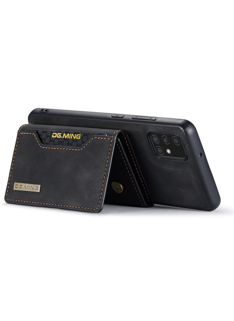 DGMING - CaseMe Wallet Case for Samsung Galaxy A51 DGMING Premium Leather Phone Case Back Cover Magnetic Detachable with Trifold Wallet Card Holder Pocket - Black - Image 1