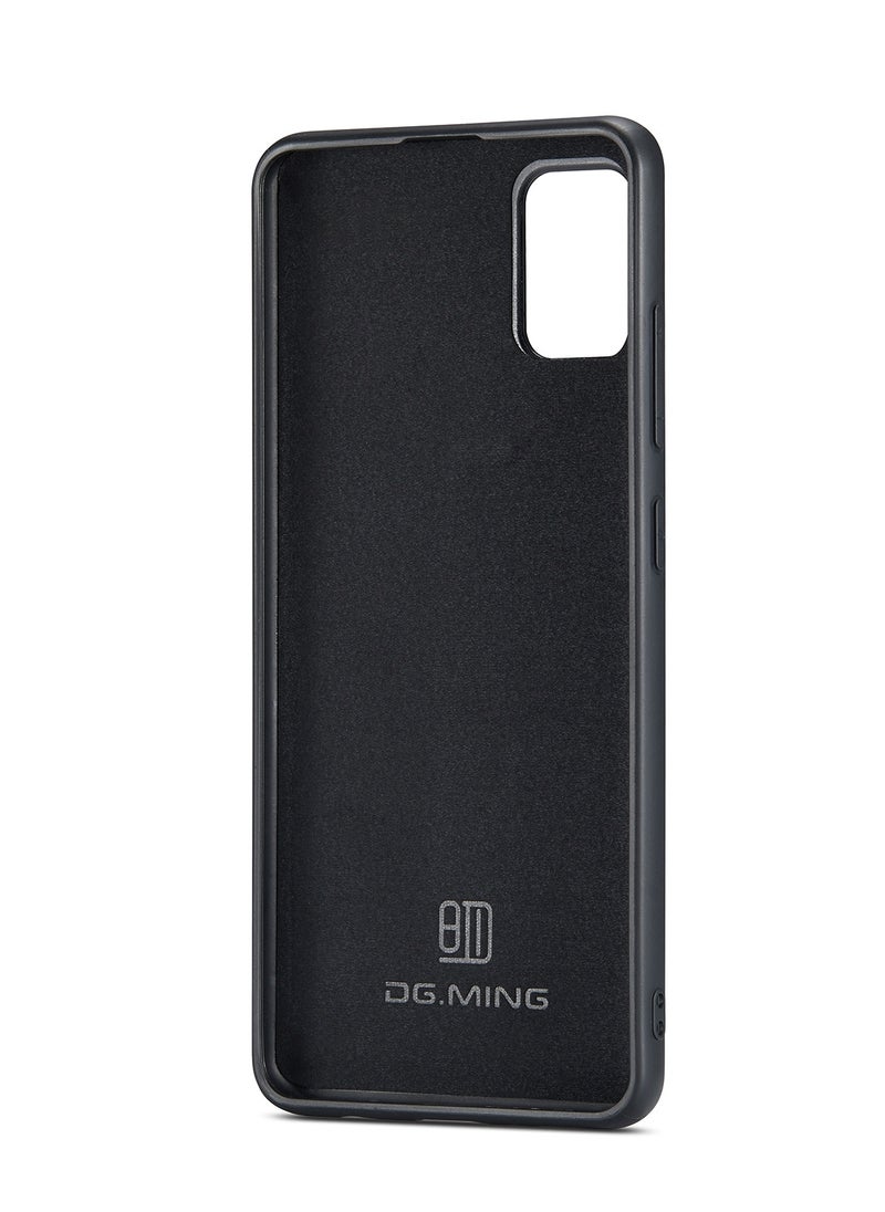 DGMING - CaseMe Wallet Case for Samsung Galaxy A51 DGMING Premium Leather Phone Case Back Cover Magnetic Detachable with Trifold Wallet Card Holder Pocket - Black - Image 1