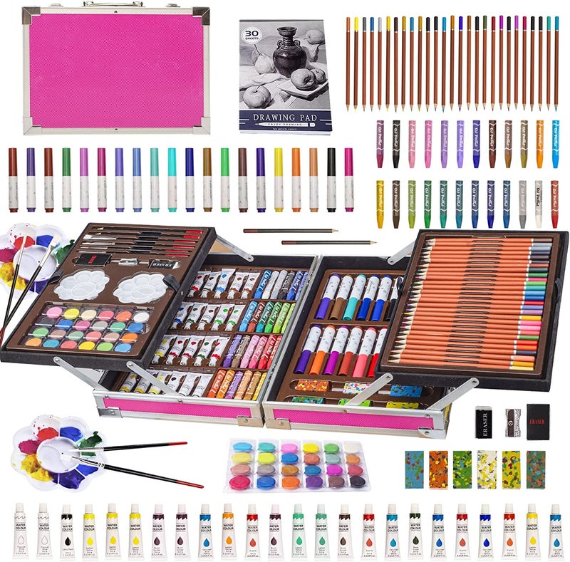 Wondersprout 145 Piece Art Supplies Set For Kids, 2 Layers Drawing Supplies For Kids Boys Girls Ages 8 9 10 11 12, Portable Aluminum Case Art Kit, Great Gift For Teens Adults Beginner & Artists(145 Pink Unicorn) - Image 3