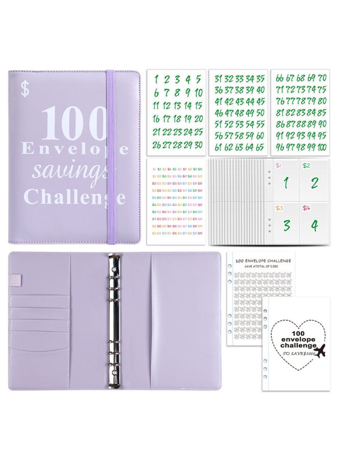 HONGYANG Envelopechallenge Loose-leaf Notebook 100 Days Money Saving Book Challenge Cash Saving Book - Image 1