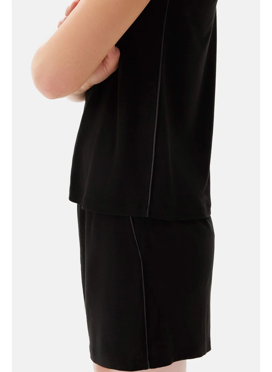 داجي Tanktop & Shorts Pajama Set U-neck Supreme Mid Rise Thick Strap Sleepwear