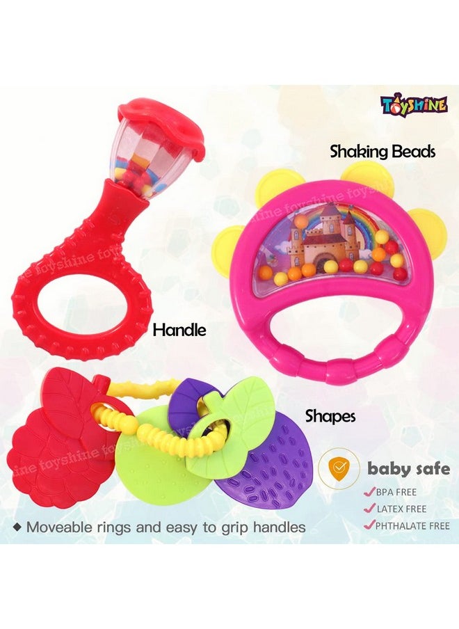 Toyshine Toyshine Infant Acrylonitrile Butadiene Styrene (Abs) Pack Of 5 Rattle Set For New Born Babies, Toy For Babies,Multicolor  - Image 4