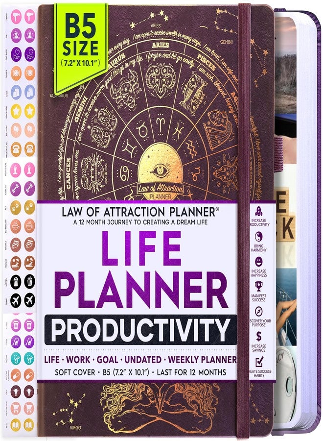 Freedom Mastery Deluxe Weekly and Monthly Planner | Law of Attraction Planner with Productivity App | 12-Month for Productivity, Gratitude & Goal Setting | Includes Foldable Vision Board, Gift Box & Stickers - Image 1