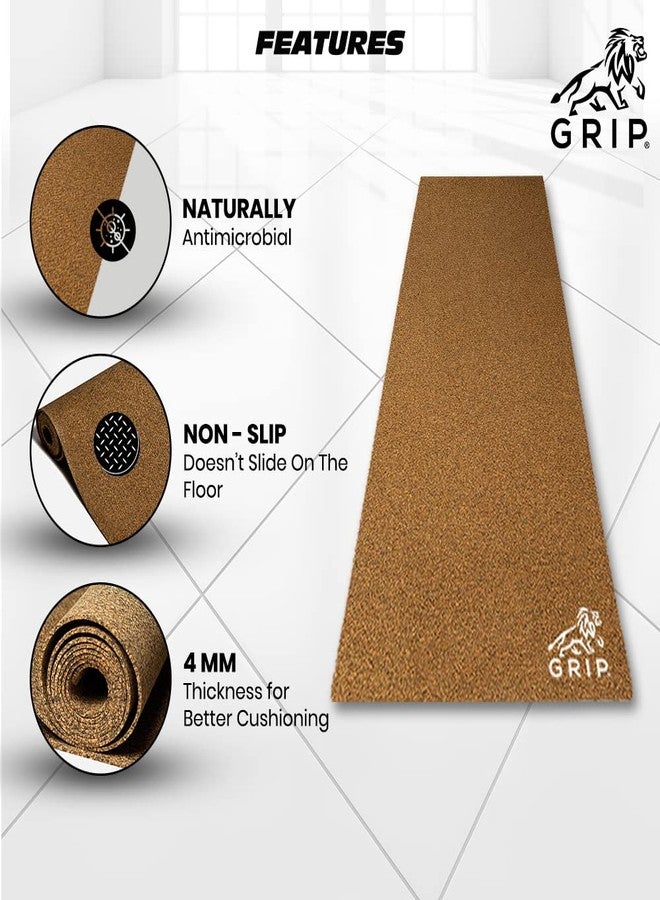 GRIP® Yoga Mat | Exercise Mat | Cork | 24 Inches X 72 Inches | 4 mm Thick | Eco- Friendly | Plain Yoga Mat for Men & Women | Perfect for Home & Gym - Image 4