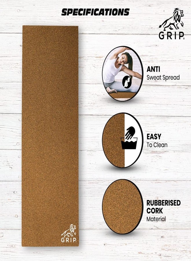 GRIP® Yoga Mat | Exercise Mat | Cork | 24 Inches X 72 Inches | 4 mm Thick | Eco- Friendly | Plain Yoga Mat for Men & Women | Perfect for Home & Gym - Image 3