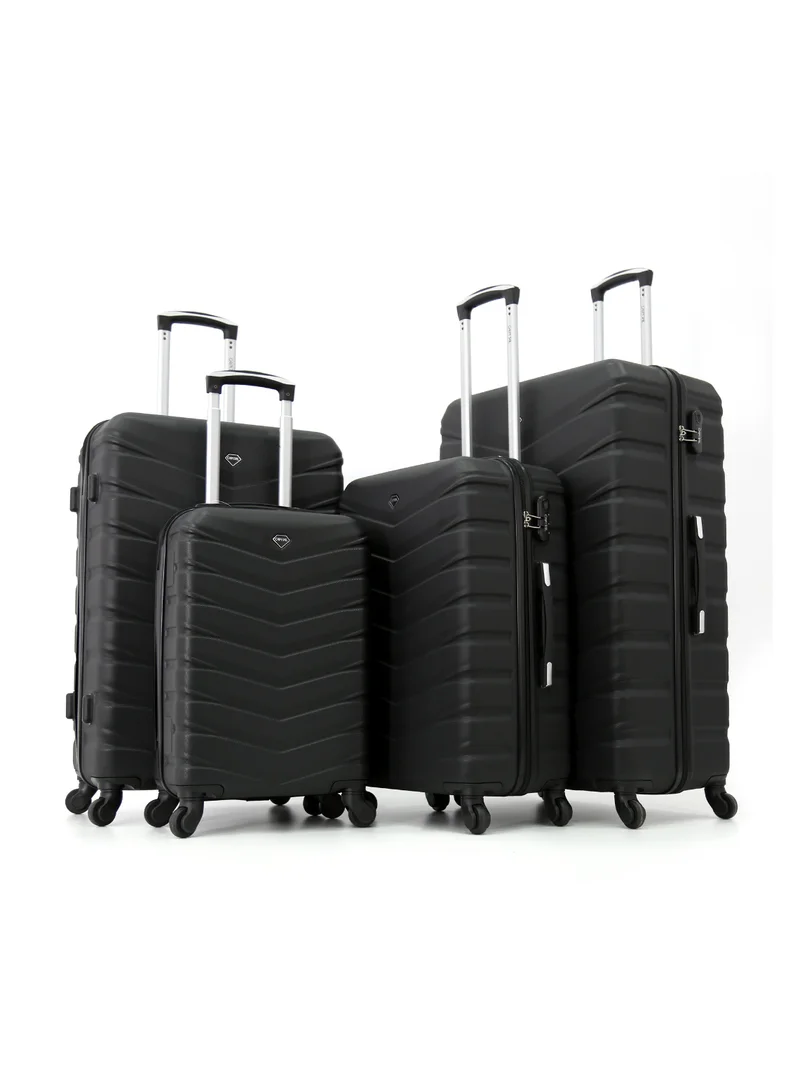 CAPITAL CAPITAL Hardside Luggage Trolley Bag 3-Piece set,Black (S-20",M-24",L-28",XL-32")