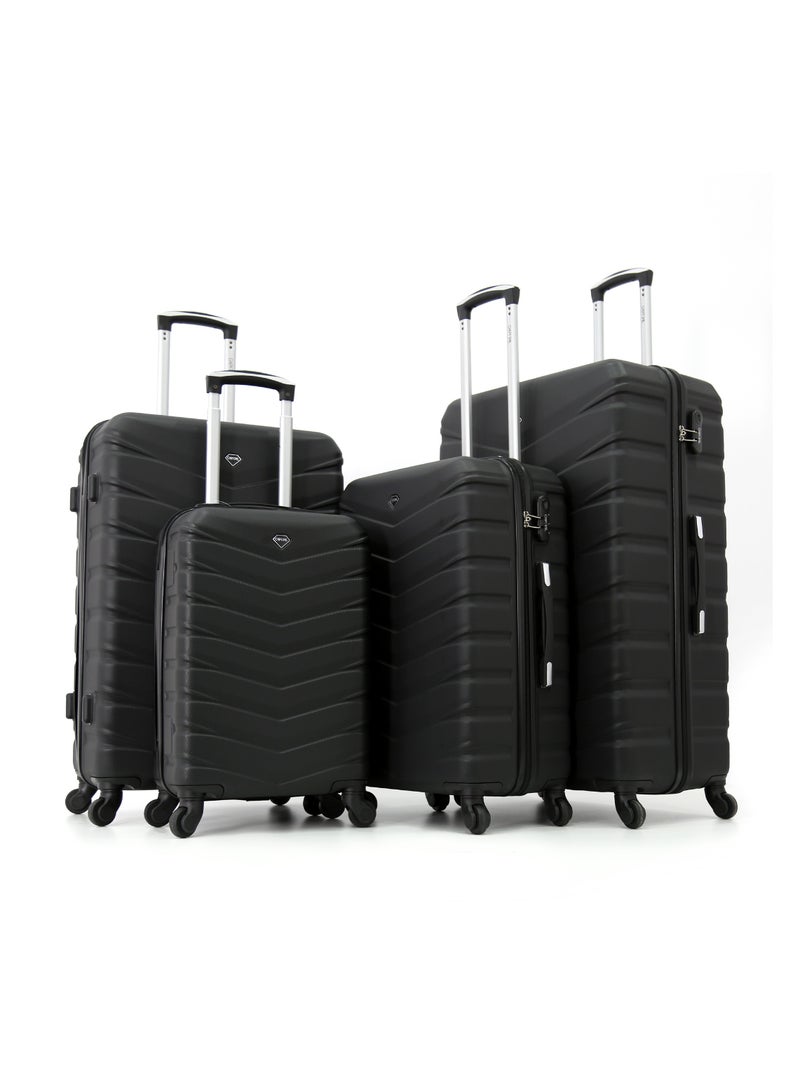 CAPITAL Hardside Luggage Trolley Bag 3-Piece set,Black (S-20",M-24",L-28",XL-32") - Image 1