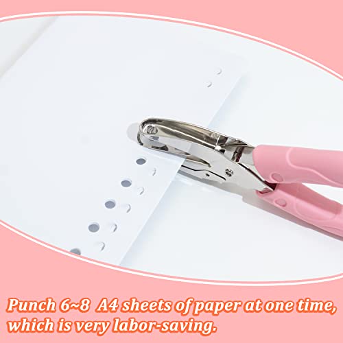 CheeMuii 3 Pieces Metal Handheld Paper Punch Single-Hole Tag Punch Set with Plastic Handle for Circle Holes for DIY Craft Tag - Image 5