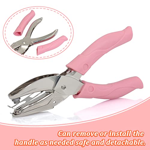 CheeMuii 3 Pieces Metal Handheld Paper Punch Single-Hole Tag Punch Set with Plastic Handle for Circle Holes for DIY Craft Tag - Image 3