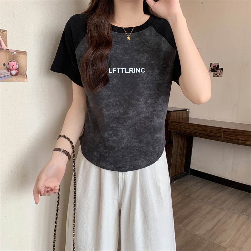 (40 Cotton 1X1 Thread T-Shirt) Joker Short Loose Top Women'S Fashion Printed T-Shirt - Image 5