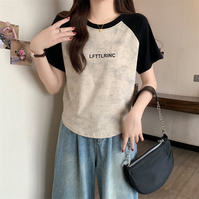 (40 Cotton 1X1 Thread T-Shirt) Joker Short Loose Top Women'S Fashion Printed T-Shirt - Image 2