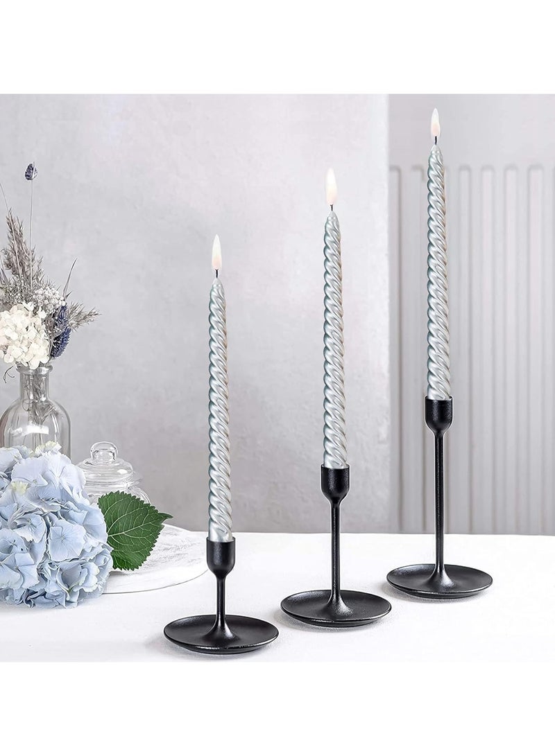 10 inch cone-shaped spiral candle, set of 4 cone-shaped candles, 8 hours, smoke-free, long candle, high candle holder, family dinner, party, wedding (4 candles, silver, 25cm) - Image 5