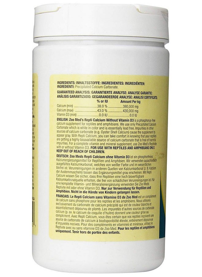 Zoo Med Zoo Med Repti Calcium Ultra Fine Precipitated Calcium Carbonate Reptile Supplement without Vitamin D3, 12-Ounce  - Image 2