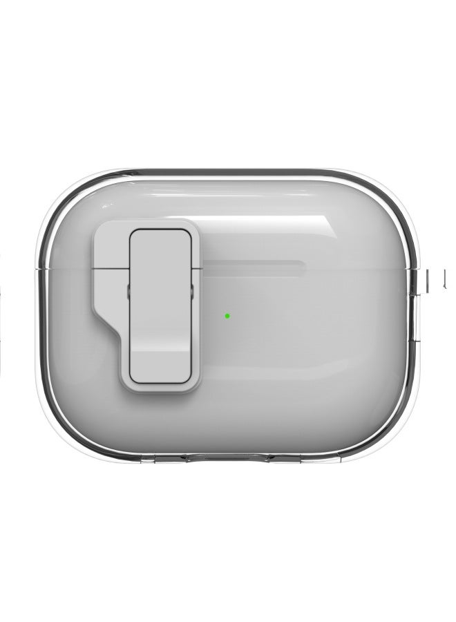 Suitable For Apple Airpods4 Wireless Bluetooth Headphone Case Elastic Cover Lock Buckle Full Transparent Soft Rubber Anti-drop Case Pro2-Color:Transparent White-Applicable Models:airpods 4 - Image 1