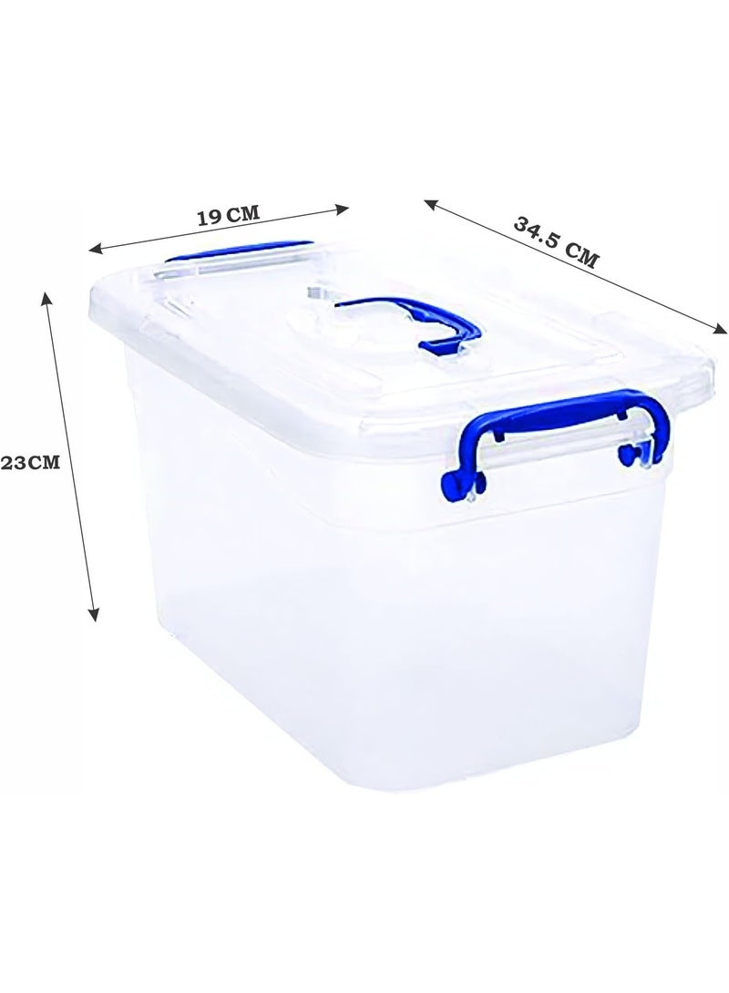 هيواري مجموعة صناديق تخزين بلاستيكية شفافة من قطعتين من HIWARE سعة 10 لتر مع أغطية قابلة للقفل | حاويات تنظيم شفافة للملابس والألعاب والأدوات والفنون والحرف اليدوية | حل تخزين قابل للتكديس مع مقابض (2 × 10 لتر) - Image 2