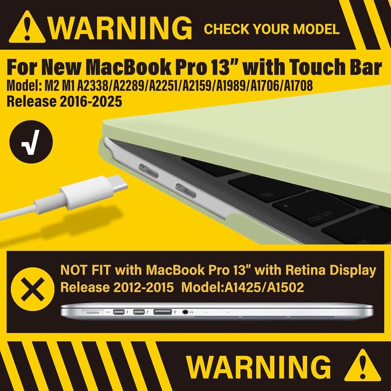 I Benzer Compatible with 2025 2024 M2 MacBook Pro 13 Inch Case 2025-2016 M1 A2338 A2289 A2251 A2159 A1989 A1706 A1708, Hard Shell Case & Keyboard Cover for Mac Pro 13, Wasabi Green,T13WSB+1 - Image 3