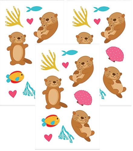 Playhouse Pack of Three Perforated Sticker HalfSheets for Crafts Trading Collecting Sweetest Sea Otters - Image 1