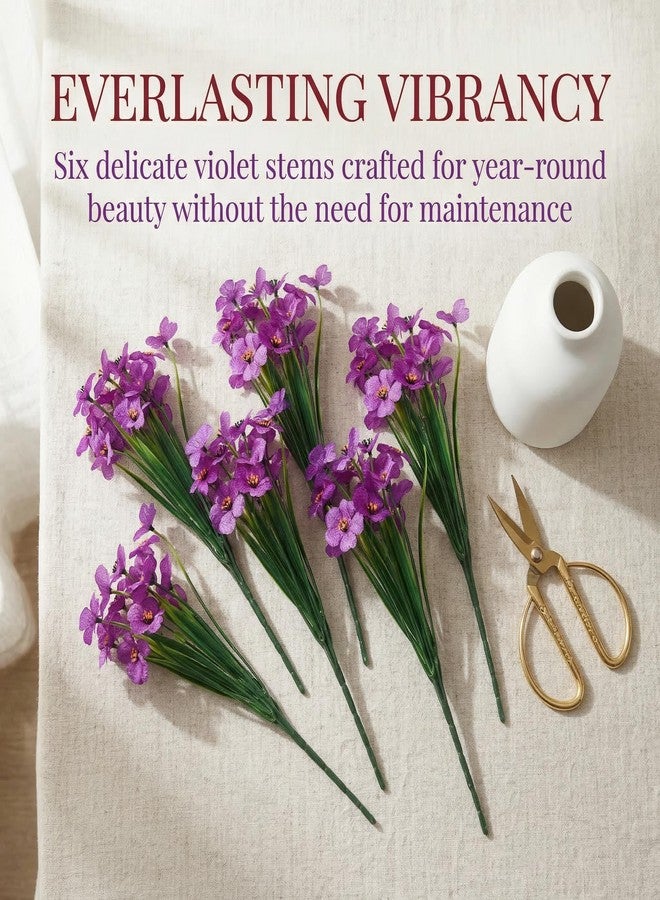Wionin 6 Pack Artificial Violets, Lightweight Purple Violet Flowers Fake Flowers for Table Centerpieces Home & Office Decor - Image 4