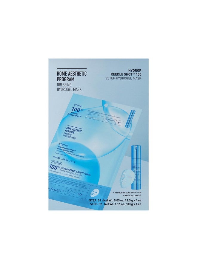 VT COSMETICS VT COSMETICS Hydrop Reedle Shot 100hl 2-Step Hydrogel Mask(34.5gx4ea), Intensive Hydrating, Exosome Hyaluronic Acid Face Mask, Dewy & Glass Skin, Overnight Melting Mask, Korean Facial Mask - Image 1